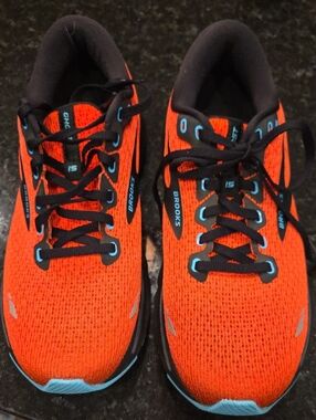 Brooks Ghost 15 Women’s Running Shoes - Bright Orange with Black & Blue Accents,